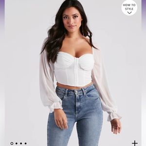 Green Windsor Cropped Corset Blouse